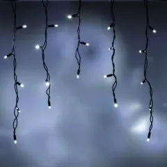 Гирлянда LUAZON LIGHTING Бахрома 3х0,6м темная нить, 100 LED свечение белое с мерцанием 24В (9891720)