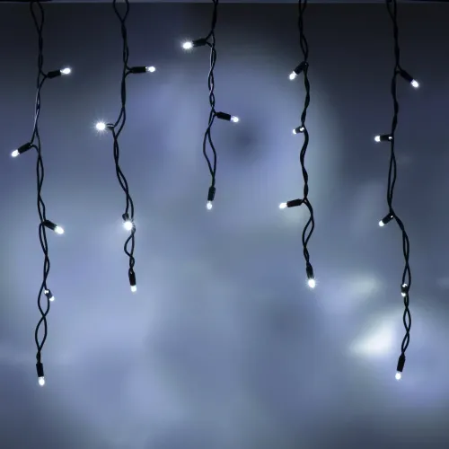 Гирлянда LUAZON LIGHTING Бахрома 3х0,6м темная нить, 100 LED свечение белое с мерцанием 24В (9891720)