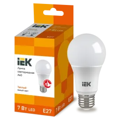 Лампа E27 светодиод.7Вт 3000К IEK А60 (630Lm)