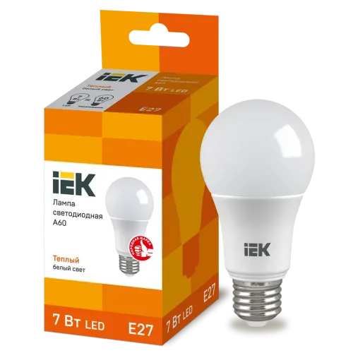 Лампа E27 светодиод.7Вт 3000К IEK А60 (630Lm)