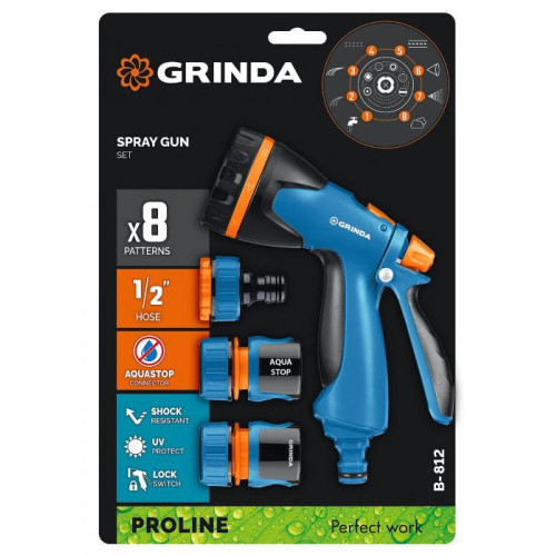 Пистолет-распылитель GRINDA PROLine B-812 с набором (429114)