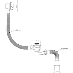 Сифон для ванны полуавтомат ZEGOR VCC154-1, пластиковый переключатель, h-11см
