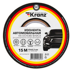 Изолента 19мм х 15м Авто флис Kranz KR-09-2906