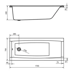 Ванна акриловая SANTEK Санторини 170х70см на раме 1WH302487