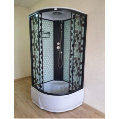 Душевая кабина ДАНА 90х90х215см выс. поддон, заднее стекло чёрное, соты, 60