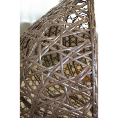 Кресло подвесное с ротангом Капля ЛЮКС коричневое с коричневой подушкой