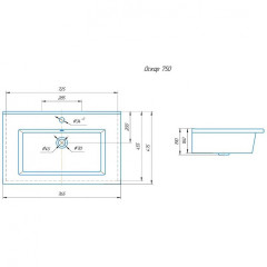 Умывальник мебельный 75 Оскар с отв., белый