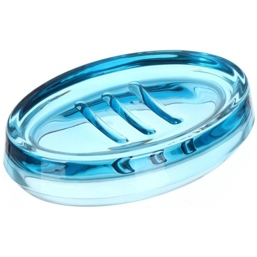 Мыльница стекло, голубая, GL0170A-SD (435045)