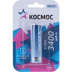 Аккумулятор Li-ion 18650 3400мА.ч с защитой (блист.1шт) Космос KOC18650Li-ion34PBL1