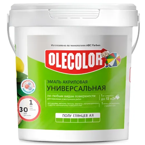 Эмаль OLECOLOR акриловая полуглянцевая голубая 0,8 кг