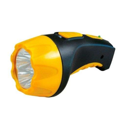 Фонарь ULTRAFLASH LED 3807 (LED* 7) ПЛАСТИК. черн.-желт. 2-реж. со встр. вилкой, аккум.: заряд. от сети (214356)