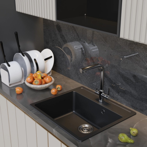 Мойка комп. MIXLINE МЛ-ГМ15 500х560х180мм, ультра-черная, сифон