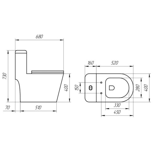 Унитаз-монолит EVA GOLD SM9609 сиденье ДП, МРАМОР безободковый, с гофрой и гибкой подводкой
