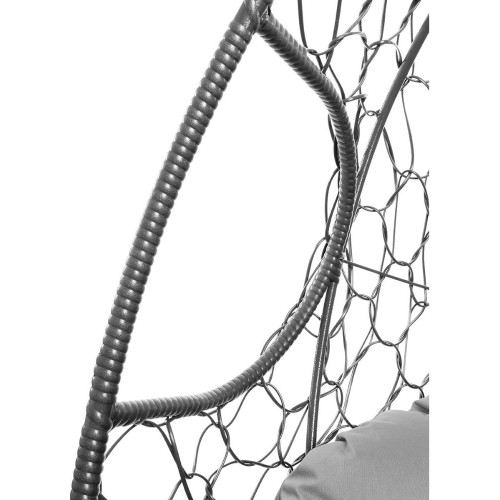 Кресло подвесное с ротангом ДЛЯ ДВОИХ серое с серой подушкой