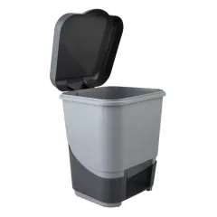 Ведро для мусора ПОЛИМЕРБЫТ 8л педальный серый/беж (829487)