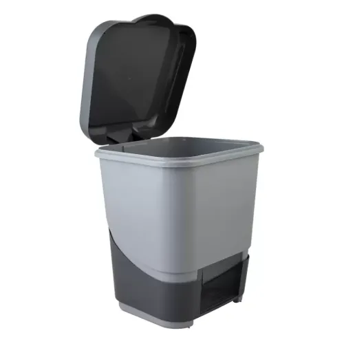 Ведро для мусора ПОЛИМЕРБЫТ 8л педальный серый/беж (829487)