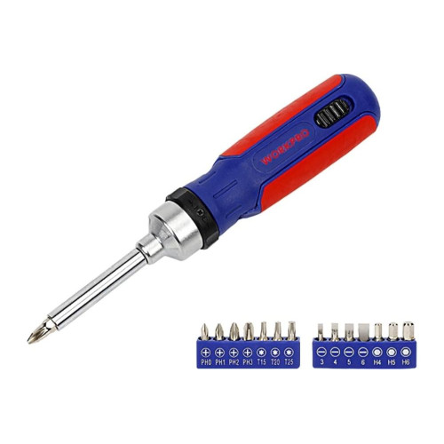 Отвертка WORKPRO с трещоткой, 15 в 1 (WP221061)