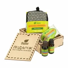 Набор банный 4 предметов Настоящему мужчине (мочалка, мыло Пихта, масло эф. Можжевльник, Эвкалипт)