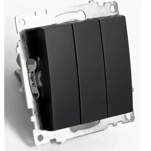 Выключатель 3-кл Катрин черный GLS10-7108-05