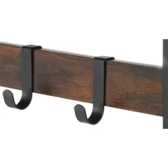 Вешалка настенная с полкой ЛОФТ 10 крючков 65х30х42см LCR101B01 коричнево-черная (486884)