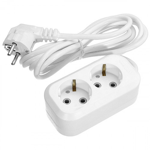 Удлинитель 2-мест.2P+E 5м 10А земля ПВС 3х0.75 бел. UNIVersal