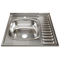 Мойка нерж. накладная MIXLINE тол. 0,8мм, 60х60 правая (сифон)