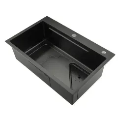 Мойка нерж. врезная GAPPO 72х46х21,5 см тол. 3 мм, чёрная (сифон, коландер) GS7246-6