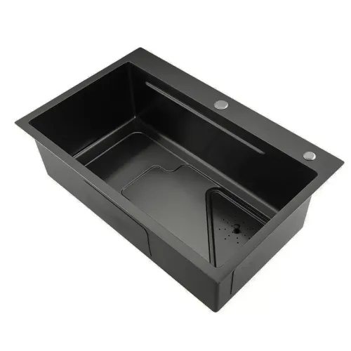Мойка нерж. врезная GAPPO 72х46х21,5 см тол. 3 мм, чёрная (сифон, коландер) GS7246-6