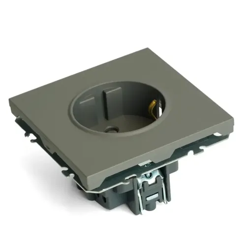 Розетка 2P+Е ЭМИЛИ шторки платиново-сер RST16-5110-10