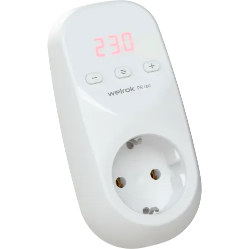 Реле напряжения в розетку Welrok красный инд.16А