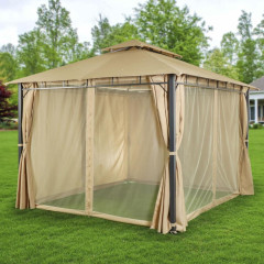 Шатер Green Days 3,21х2,56х3м с москитной сеткой 4-х угольный, двойная крыша, песочный KT-G034-orig (486649)