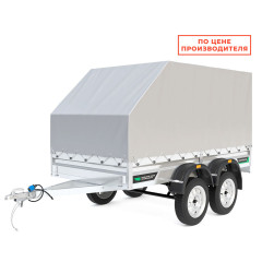 Прицеп ТИТАН двухосный 3515 (3500x1560, борт h=300, Тент+каркас, h=1220 скос)