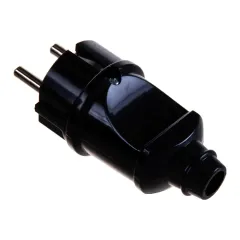 Вилка прямая черная 2Р+РЕ 16А 250В STEKKER 32852