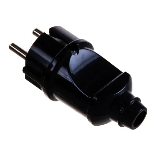 Вилка прямая черная 2Р+РЕ 16А 250В STEKKER 32852