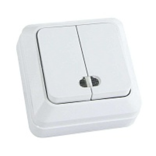 Выключатель О/У 2-кл TDM белый/подсв. Ладога SQ1801-0007