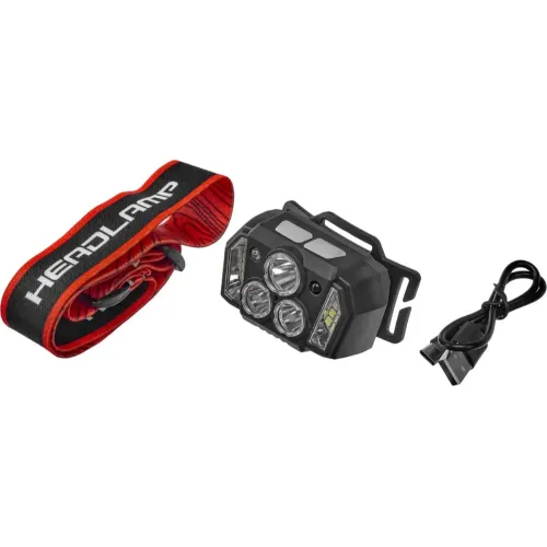 Фонарь налобный FOCUSray 1318 аккумуляторный 800мАН ,сенсор ,3 диода 3W +8 светодиодов