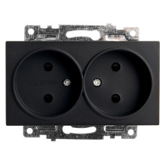 Розетка 2-ая 2P Катрин черный с защитной шторкой GLS10-7113-05