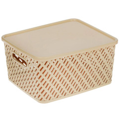 Корзина для хранения Плетенка 350х175х290мм бежевая с крышкой (225449)