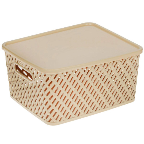 Корзина для хранения Плетенка 350х175х290мм бежевая с крышкой (225449)
