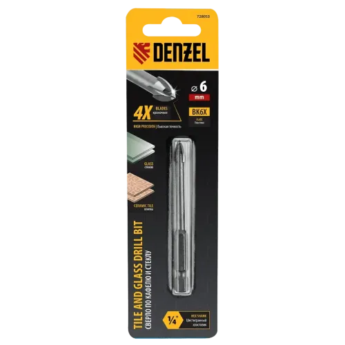 Сверло по керамической плитке Denzel 6мм (728053)