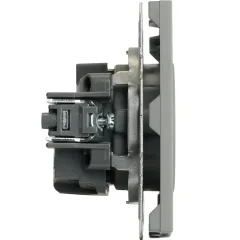 Розетка 2P+Е ЭМИЛИ шторки платиново-сер RST16-5110-10