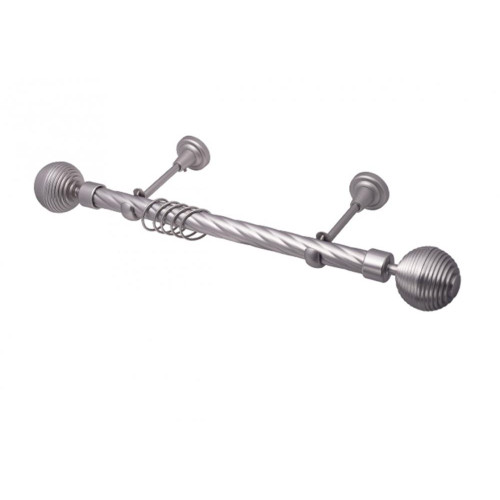 Карниз Ле-Гранд кованный твист 2,0м (1ряд) D25 серебро мат., Дюна