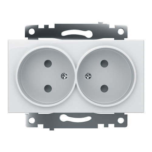 Розетка 2-ая 2P Катрин белый с защитной шторкой GLS10-7113-01