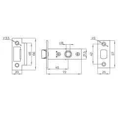 Защелка межкомн. Ajax PLAST LP45 BL черный (44485)