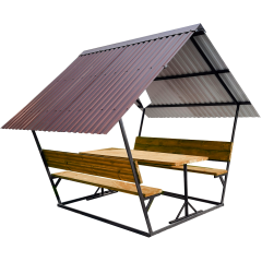 Беседка Звезда 2м коричневая + стол