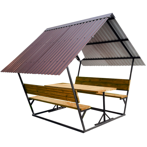 Беседка Звезда 2м коричневая + стол