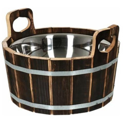 Ушат Шайка 10л С нержавеющей вставкой, обожжённая липа 