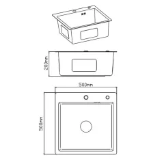 Мойка нерж. врезная DIADONNA 50х50, с PVD покрытием, черная, DS5050BL(507962)