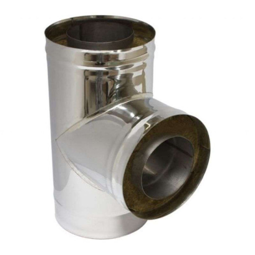 Дымоход сэндвич тройник 0,8мм 90гр Ф120*200 нержавеющая сталь (Феррум)