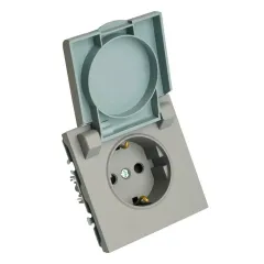 Розетка 2P+E ЭМИЛИ защ.шторки с крышкой платин-сер RST16-5112-10